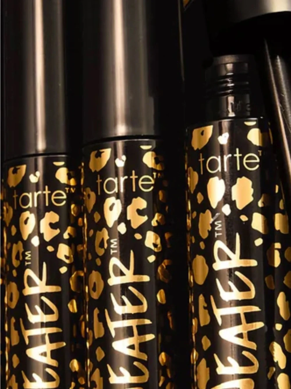 tarte Maneater Mascara – Black with Gold Leopard Print Tube in Black Brand New